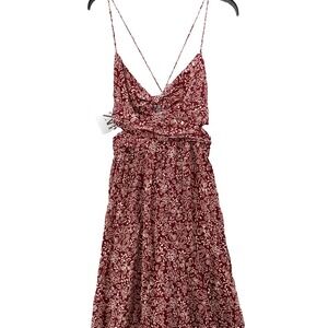 Zara Burgundy Floral Maxi Dress